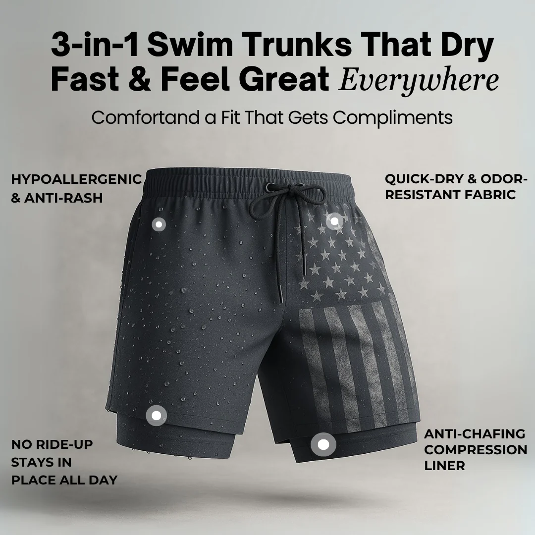 BoxHero USA Quick-Dry Swim Trunks with Built-In Liner - Image 3