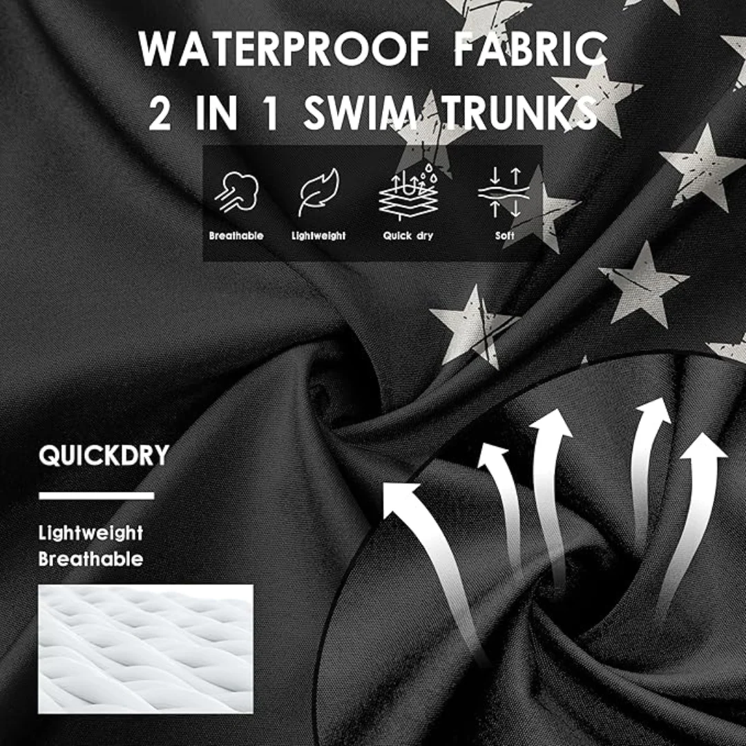 BoxHero USA Quick-Dry Swim Trunks with Built-In Liner - Image 6